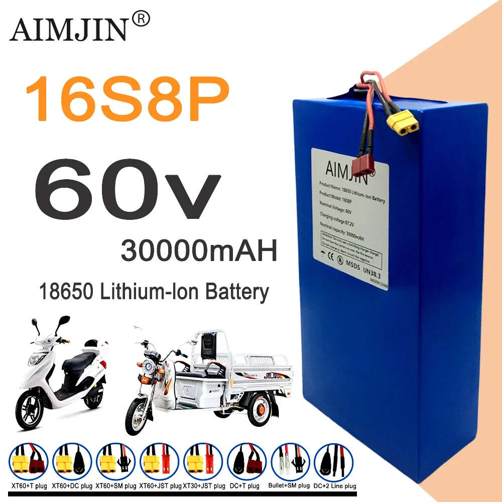 60V 50Ah Electric Scooter Battery - Batterie au lithium 16S8p 1000-3000W neuve,