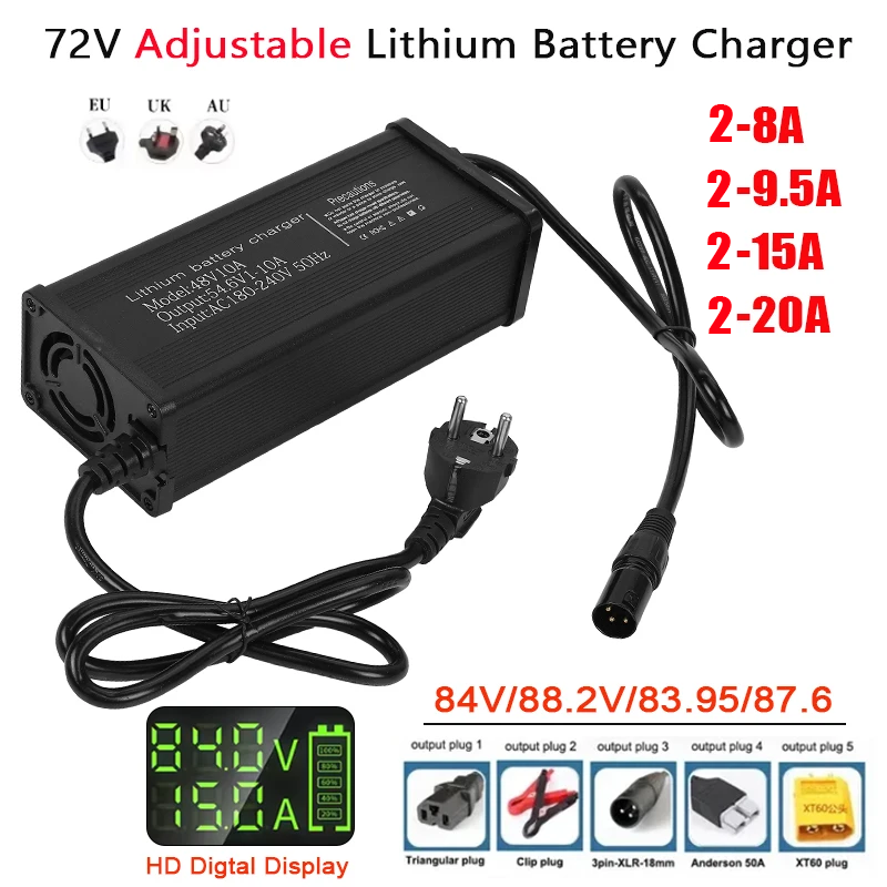 72V 15A Fast Charger - Chargeur de batterie au lithium à
