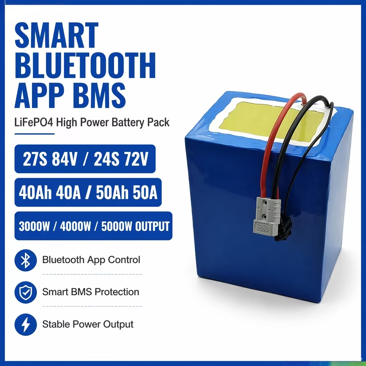 Pack de batteries lithium LiFe - 84V 50A Smart Bms Bluetooth avis et prix