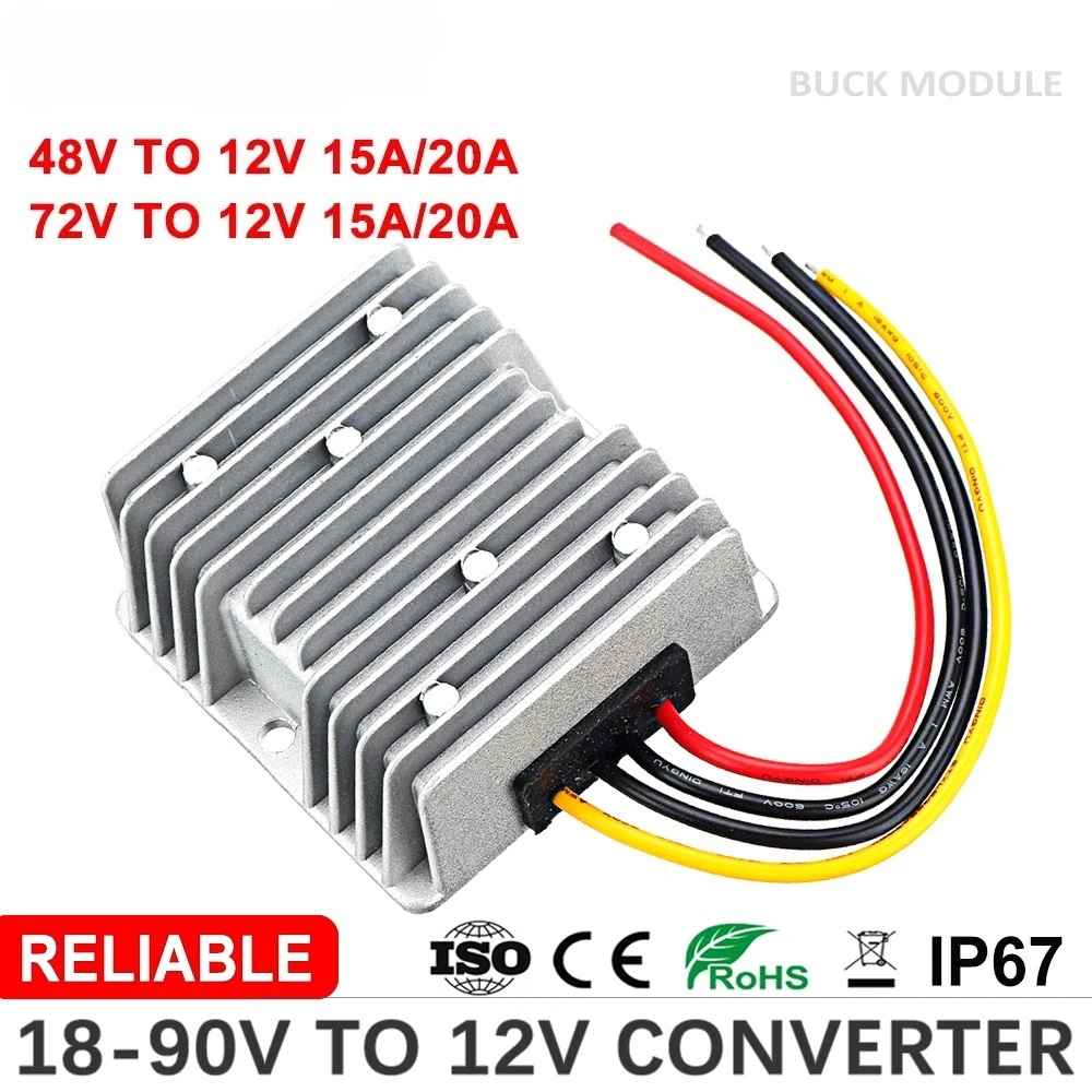 Convertisseur cc 20-90V à 12V  - 72V 15A Fast Charger avis et prix